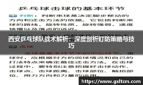 西安乒乓球队战术解析：深度剖析盯防策略与技巧